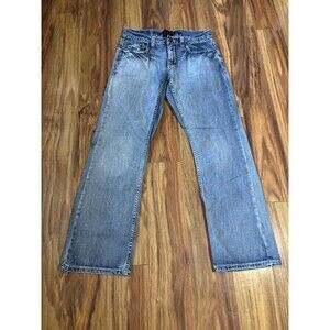 Y2K Helix Jeans Denim Slim Boot Mens 29x30 Light Blue Whiskered Grunge Concert